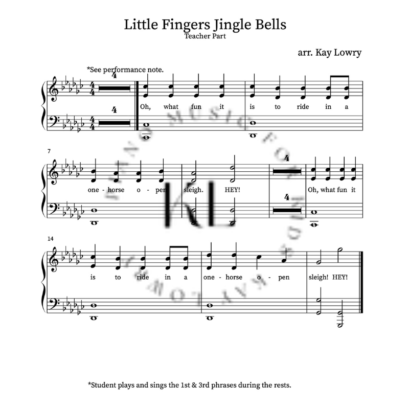 Little Fingers Jingle Bells – Easy Preschool Piano Song PDF